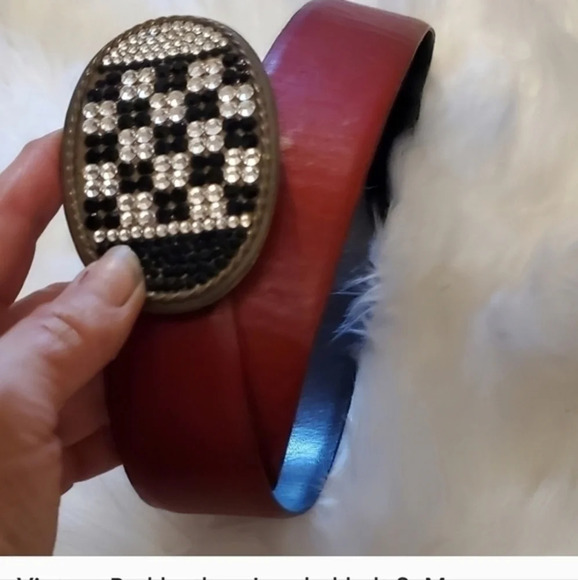Vintage Red‎ Western style leather Belt S- M - Picture 5 of 11